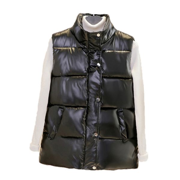 autumn winter woman vest waistcoat women stand collar short cotton vest shiny sleeveless jacket coat, Black;white
autumn winter woman vest waistcoat women stand collar short cotton vest shiny sleeveless jacket coat, Black;white
