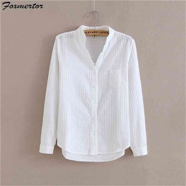 foxmertor 100% cotton shirt women blouse autumn long sleeve solid white shirts slim female casual ladies #05 210323
foxmertor 100% cotton shirt women blouse autumn long sleeve solid white shirts slim female casual ladies #05 210323