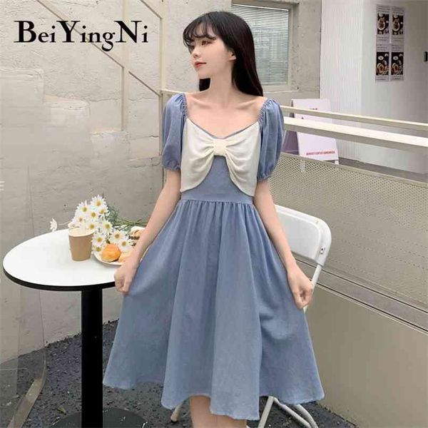 summer chiffon women a line dresses bow tie kawaii sweet casual slim fresh korean midi dress plus size blue chic robes 210506, Black;gray
summer chiffon women a line dresses bow tie kawaii sweet casual slim fresh korean midi dress plus size blue chic robes 210506, Black;gray