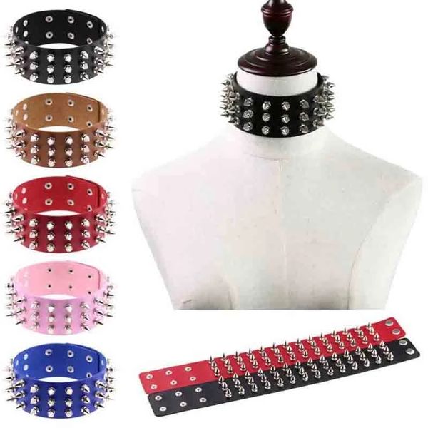 fashion women men jewelry punk spike length leather rivet studs choker collares necklace rock gothic chokers anime necklaces, Golden;silver
fashion women men jewelry punk spike length leather rivet studs choker collares necklace rock gothic chokers anime necklaces, Golden;silver