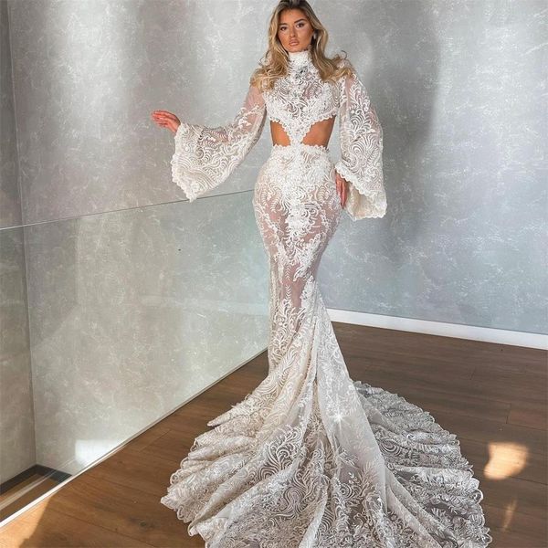 high collar mermaid evening dress lace applique hollow out prom gowns flare long sleeve second reception dresses customise, Black;red
high collar mermaid evening dress lace applique hollow out prom gowns flare long sleeve second reception dresses customise, Black;red
