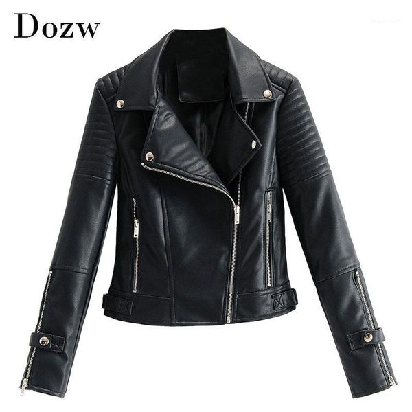 women fashion solid motorcyle jacket faux leather long sleeve coat 2021 turn down collar streetwear zipper jackets women's &, Black
women fashion solid motorcyle jacket faux leather long sleeve coat 2021 turn down collar streetwear zipper jackets women's &, Black
