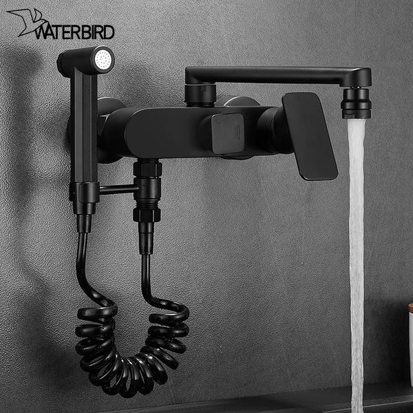 black kitchen faucet mop pool washing basin balcony laundry tub double hole wall-mounted and cold water faucet with spraygun
black kitchen faucet mop pool washing basin balcony laundry tub double hole wall-mounted and cold water faucet with spraygun