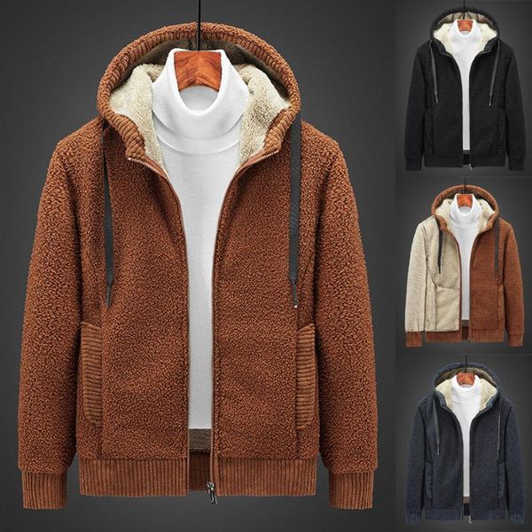 men's jackets 2021 trendy winter warm mens hooded solid leisure lamb wool jacket male fitted zipper fleece casual coat oversized -8xl, Black;brown
men's jackets 2021 trendy winter warm mens hooded solid leisure lamb wool jacket male fitted zipper fleece casual coat oversized -8xl, Black;brown