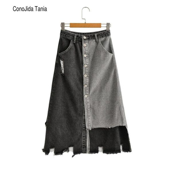 skirts summer 2021 women's high-waisted single-breasted contrasting color patchwork denim irregular skirt, Black
skirts summer 2021 women's high-waisted single-breasted contrasting color patchwork denim irregular skirt, Black