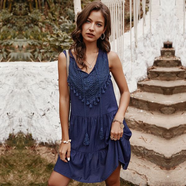 dresses summer elegant fashion tassel spaghetti strap women cotton office lady sleeveless v-neck solid knee-length kb5j, Black;gray
dresses summer elegant fashion tassel spaghetti strap women cotton office lady sleeveless v-neck solid knee-length kb5j, Black;gray