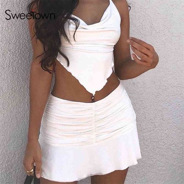 sweetown preppy style ruched pleated skirts woman high waist casual 90s mini skirt lady trendy y2k summer beachwear white 210325, Black
sweetown preppy style ruched pleated skirts woman high waist casual 90s mini skirt lady trendy y2k summer beachwear white 210325, Black