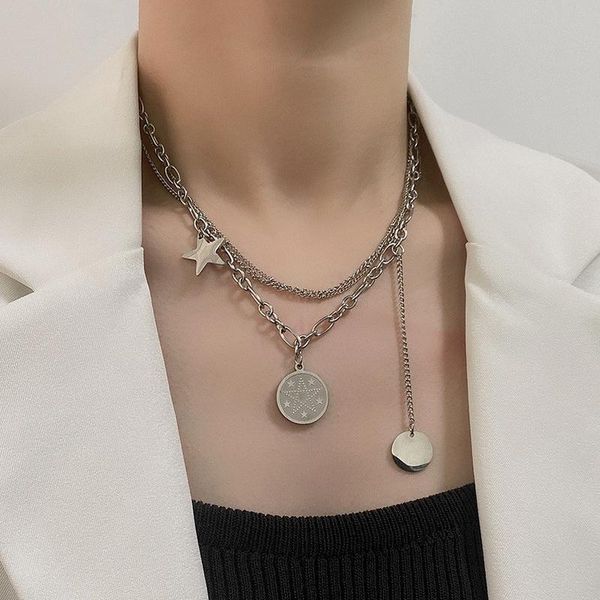 pendant necklaces vsnow hiphop double layer coin medallion star necklace for women girls delicate geometric asymmetric jewelry, Silver
pendant necklaces vsnow hiphop double layer coin medallion star necklace for women girls delicate geometric asymmetric jewelry, Silver