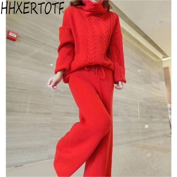 winter fashion women wool knitting suit casual thickening turtleneck sweater and wide leg pants 2 piece outfits for 210531, White
winter fashion women wool knitting suit casual thickening turtleneck sweater and wide leg pants 2 piece outfits for 210531, White