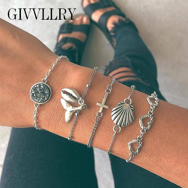 link, chain buteeluvv punk silver color cross charm bracelets for women bohemian hawaii beach shell tail heart set jewelry, Black
link, chain buteeluvv punk silver color cross charm bracelets for women bohemian hawaii beach shell tail heart set jewelry, Black