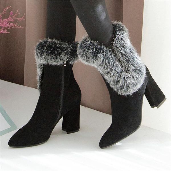 boots 2021 pumps women genuine leather fur chunky high heels snow female pointed toe winter warm ankle casual shoes, Black
boots 2021 pumps women genuine leather fur chunky high heels snow female pointed toe winter warm ankle casual shoes, Black