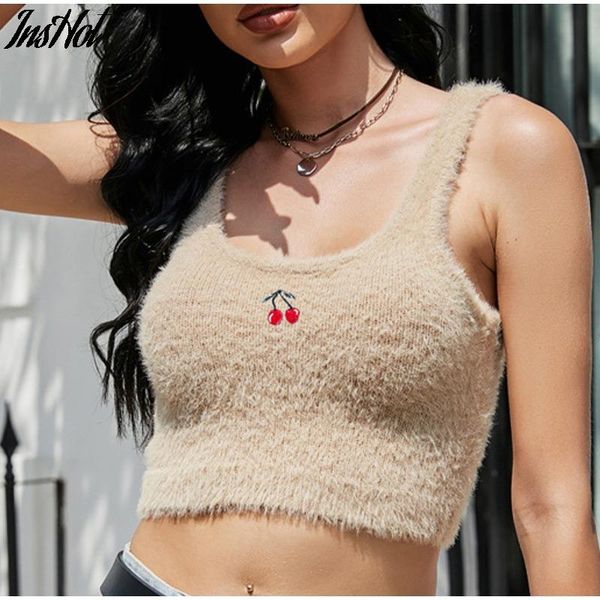 women's tanks & camis summer women casual knitted sleeveless tank streetwear female cherry embroidery square neck slim vest, White
women's tanks & camis summer women casual knitted sleeveless tank streetwear female cherry embroidery square neck slim vest, White