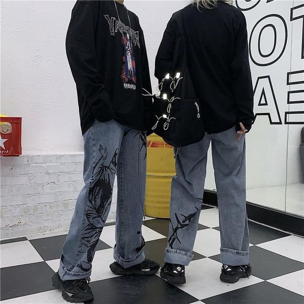 women's pants & capris 2021 summer fashion ins street hip-hop printing wash jeans loose casual denim wide leg tide woman, Black;white
women's pants & capris 2021 summer fashion ins street hip-hop printing wash jeans loose casual denim wide leg tide woman, Black;white