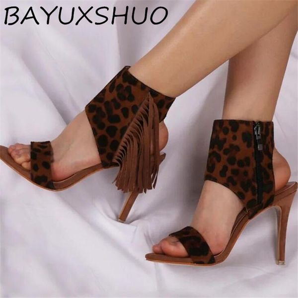 dress shoes bayuxshuo leopard high heel sandals women fashion fringed open toe stiletto heels zipper ladies party woman, Black
dress shoes bayuxshuo leopard high heel sandals women fashion fringed open toe stiletto heels zipper ladies party woman, Black