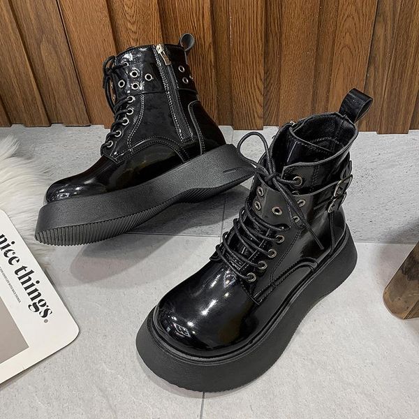 boots ankle women shoes light leather female chunky motorcycle fashion round toe ladies platform botas chaussure femme, Black
boots ankle women shoes light leather female chunky motorcycle fashion round toe ladies platform botas chaussure femme, Black