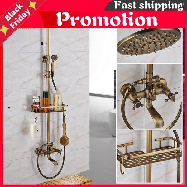 antique brass wall mounted bathtub shower set faucet dual handle with commodity shelf long spout bathroom mixers rainfall sets
antique brass wall mounted bathtub shower set faucet dual handle with commodity shelf long spout bathroom mixers rainfall sets