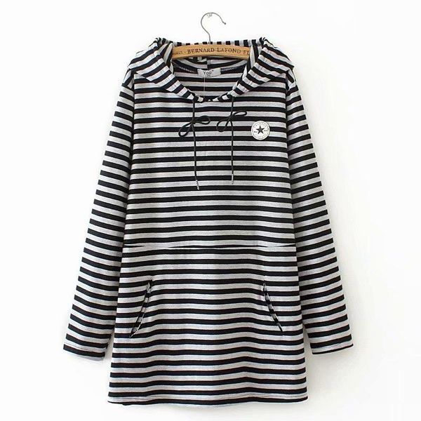 women's hoodies & sweatshirts plus size striped cotton women loose long coat 2021 spring casual ladies soft female pullovers navy, Black
women's hoodies & sweatshirts plus size striped cotton women loose long coat 2021 spring casual ladies soft female pullovers navy, Black