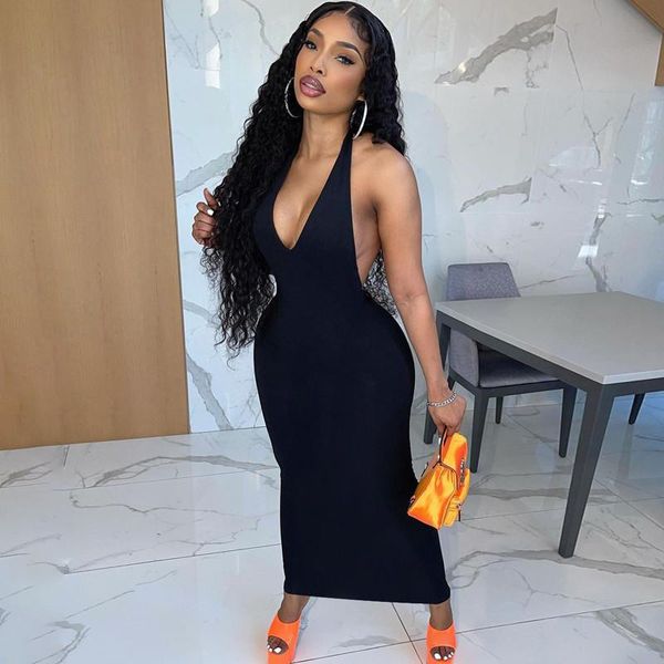 casual dresses ladies halter backless bodycon solid color sleeveless v neck slim vestidos women club streetwear clothes summer, Black;gray
casual dresses ladies halter backless bodycon solid color sleeveless v neck slim vestidos women club streetwear clothes summer, Black;gray
