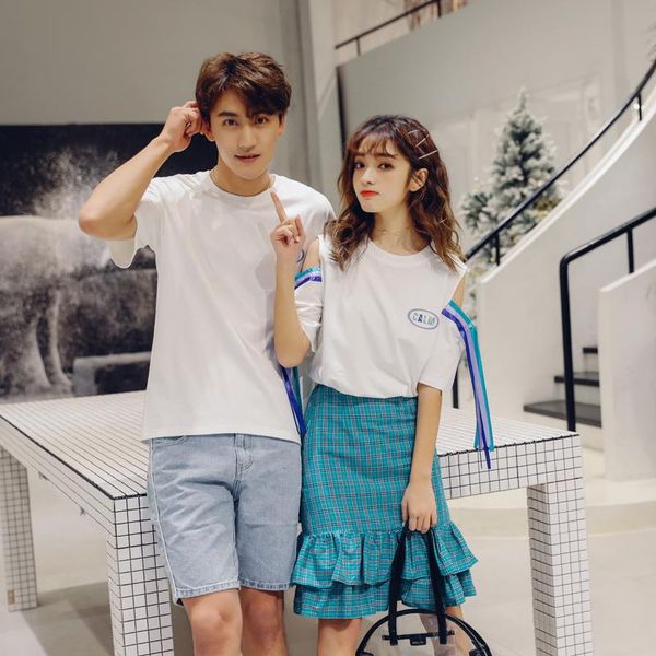 women's t-shirt different lovers summer dress korean style 2021 seaside holiday qlz short-sleeved skirt for women, White
women's t-shirt different lovers summer dress korean style 2021 seaside holiday qlz short-sleeved skirt for women, White