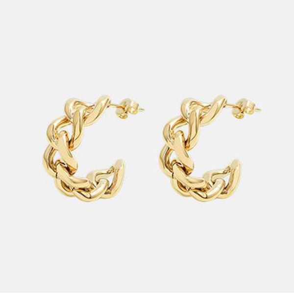 hoop & huggie european and american metal chain buckle cold wind retro simple twist earring exaggerated earrings, Golden;silver 
hoop & huggie european and american metal chain buckle cold wind retro simple twist earring exaggerated earrings, Golden;silver