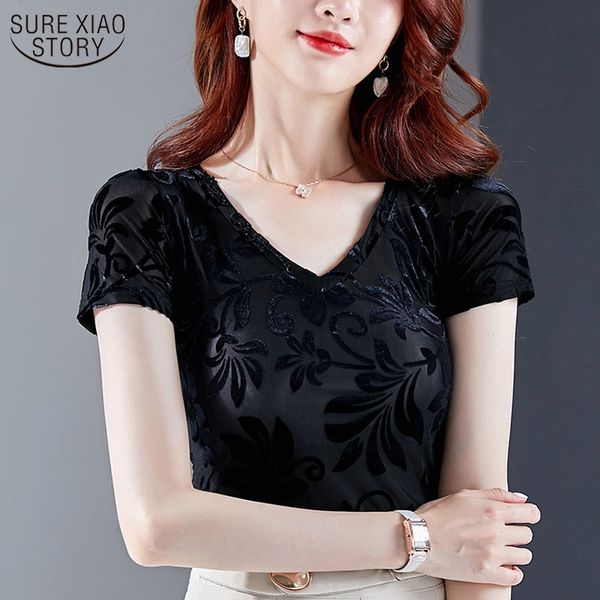 korean black floral short sleeve plus size women 3xl ladies v-neck velvet mesh slim fit wild blouse 9643 210508, White
korean black floral short sleeve plus size women 3xl ladies v-neck velvet mesh slim fit wild blouse 9643 210508, White