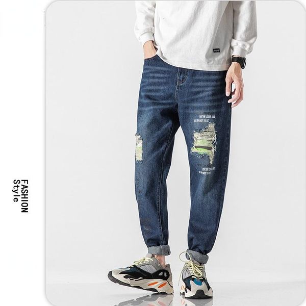men's jeans classic men 2021 korean version trend ripped print cropped trousers loose straight casual, Blue
men's jeans classic men 2021 korean version trend ripped print cropped trousers loose straight casual, Blue