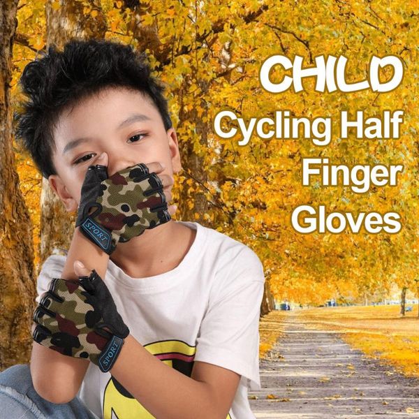 child cycling gloves camouflage children's half finger bicycle high elastic non-slip bike equipment, Black
child cycling gloves camouflage children's half finger bicycle high elastic non-slip bike equipment, Black