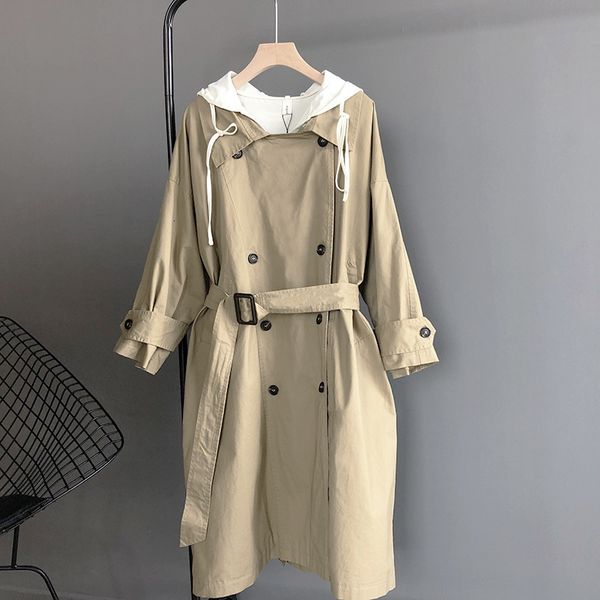 women's trench coats spring new double breasted long women solid color straight loose m2bn, Tan;black
women's trench coats spring new double breasted long women solid color straight loose m2bn, Tan;black