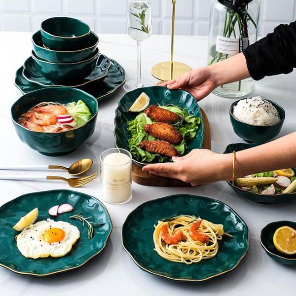 gold side green plate tableware bright light steak dish dessert tray rice salad noodles bowl dinner plates ceramic dishes 1 pc
gold side green plate tableware bright light steak dish dessert tray rice salad noodles bowl dinner plates ceramic dishes 1 pc