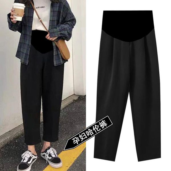 6621# 2021 spring black maternity pants 9/10 elastic waist harem for pregnant women pregnancy casual belly trousers bottoms, White 
6621# 2021 spring black maternity pants 9/10 elastic waist harem for pregnant women pregnancy casual belly trousers bottoms, White