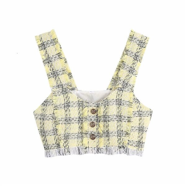 women's tanks & camis women plaid texture 2021 za fashion short female casual single breasted sleeveless vest chic girl suit, White
women's tanks & camis women plaid texture 2021 za fashion short female casual single breasted sleeveless vest chic girl suit, White