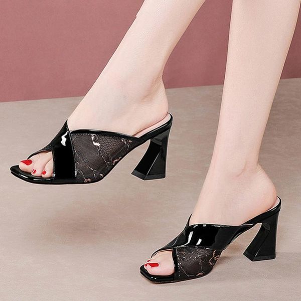 shoes women cutouts real leather high heels slippers square toe strange style female slides ladies sandals summer white, Black 
shoes women cutouts real leather high heels slippers square toe strange style female slides ladies sandals summer white, Black