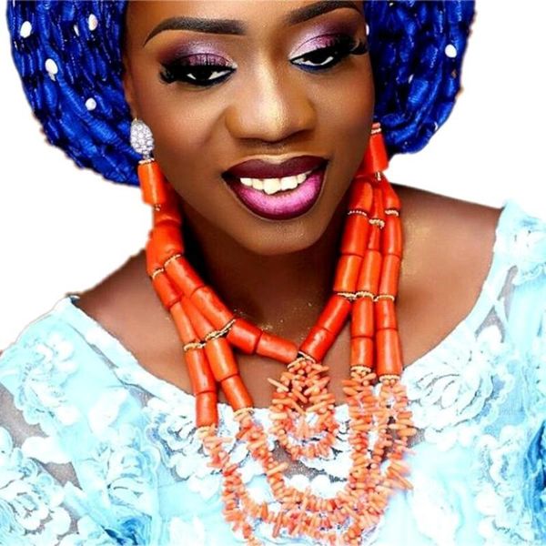 earrings & necklace dodu 3 layers nature orange coral beads jewelry set for nigerian wedding women handmade traditional bridal accessories 2, Silver
earrings & necklace dodu 3 layers nature orange coral beads jewelry set for nigerian wedding women handmade traditional bridal accessories 2, Silver