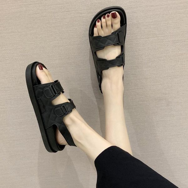in the summer of 2021 wind flat han edition joker students beach sandals female college roman fairy dress shoes, Black
in the summer of 2021 wind flat han edition joker students beach sandals female college roman fairy dress shoes, Black
