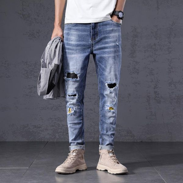 men's jeans ripped men skinny fit blue stretch distressed punk male patchwork destroyed jean man hip hop streetwear motocycle
men's jeans ripped men skinny fit blue stretch distressed punk male patchwork destroyed jean man hip hop streetwear motocycle