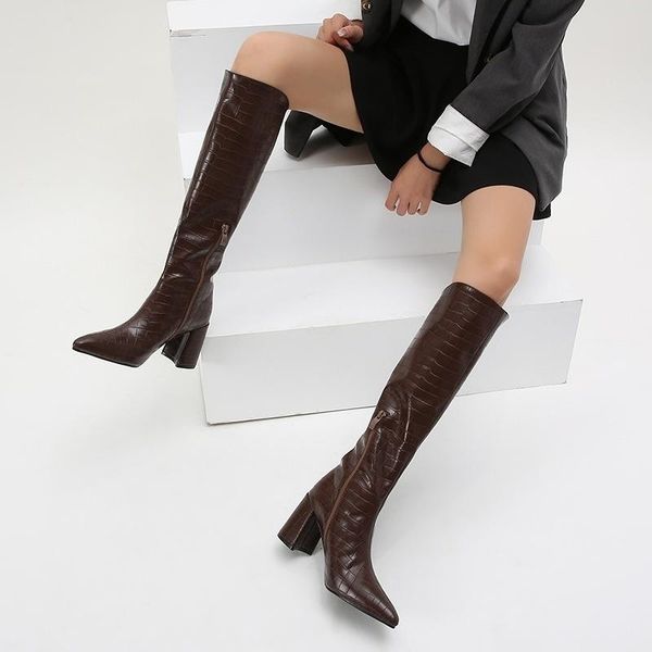 dress shoes autumn and winter 2021 fashion high heeled boots, Black 
dress shoes autumn and winter 2021 fashion high heeled boots, Black