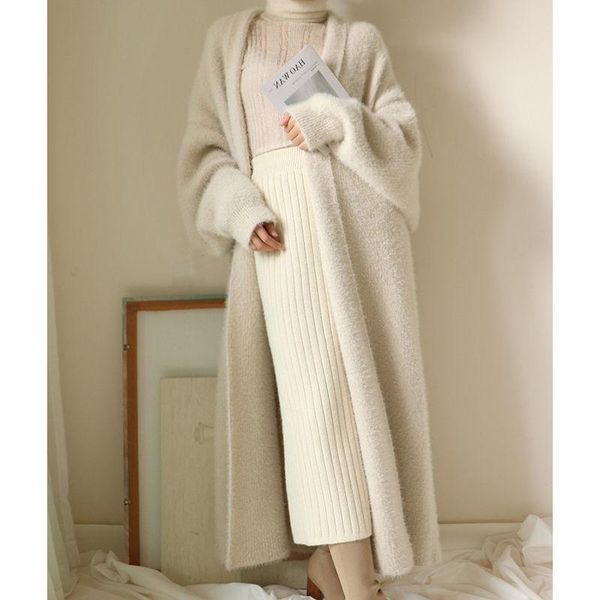 women's wool & blends sweater women 2021 white mink fleece cardigan loose large size thick mid-length lazy knit jacket, Black
women's wool & blends sweater women 2021 white mink fleece cardigan loose large size thick mid-length lazy knit jacket, Black