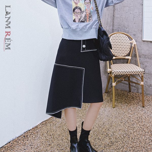 high elastic waist half-body black asymmetrical skirt women lady fashion tide arrivals spring autumn 2e1819 210507
high elastic waist half-body black asymmetrical skirt women lady fashion tide arrivals spring autumn 2e1819 210507