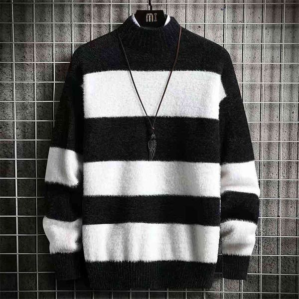 men's sweaters fashion joker jumper mink wool sweater stripe half-height collar street couple knitting pullover hoodies autumn winter 5, White;black
men's sweaters fashion joker jumper mink wool sweater stripe half-height collar street couple knitting pullover hoodies autumn winter 5, White;black