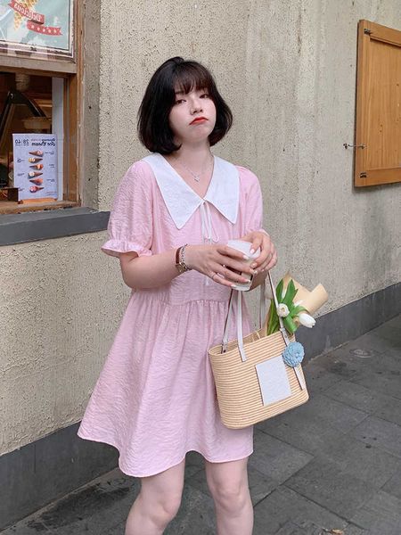 slightly maxi's fat big pink baby collar drs women's summer mm medium length loose and thin skirt, Black;gray
slightly maxi's fat big pink baby collar drs women's summer mm medium length loose and thin skirt, Black;gray