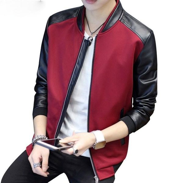 men's jackets 2021 autumn leather patchwork slim fit round neck black casual jacket outerwear overcoat m-3xl, Black;brown
men's jackets 2021 autumn leather patchwork slim fit round neck black casual jacket outerwear overcoat m-3xl, Black;brown