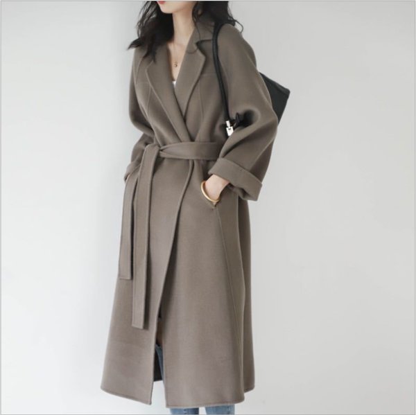 women's wool & blends 2021 autumn winter fashion long woolen coats jackets female loose lapel over the knee coat, Black
women's wool & blends 2021 autumn winter fashion long woolen coats jackets female loose lapel over the knee coat, Black