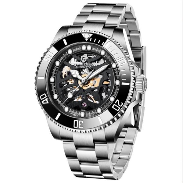 automatic mechanical watch for men hollow out dial sapphire crystal stainless steel bracelet luminous water proof, Slivery;brown
automatic mechanical watch for men hollow out dial sapphire crystal stainless steel bracelet luminous water proof, Slivery;brown
