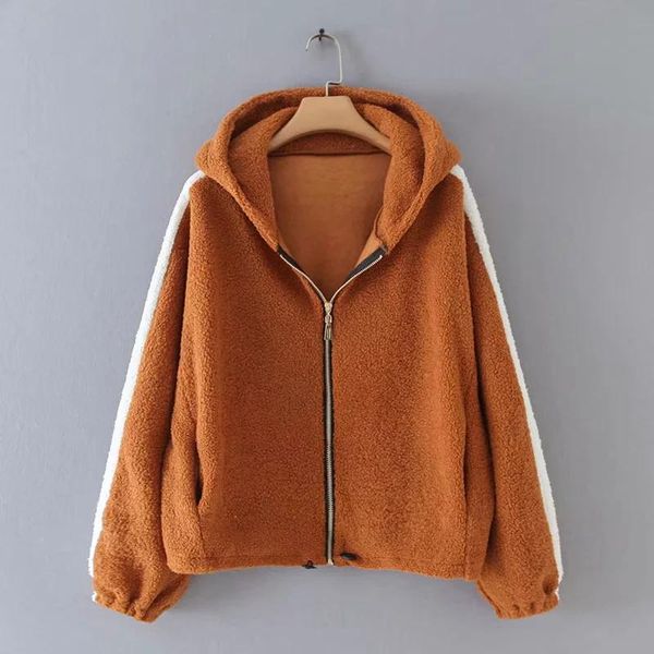 women's jackets women fashion lambswool patchwork brown zipper jacket 2021 female autumn casual oversized hoodies warm jacekts outwear, Black;brown
women's jackets women fashion lambswool patchwork brown zipper jacket 2021 female autumn casual oversized hoodies warm jacekts outwear, Black;brown