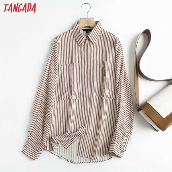 tangada women striped print shirts long sleeve turn down collar elegant office ladies work wear blouses 4c107 210609, White
tangada women striped print shirts long sleeve turn down collar elegant office ladies work wear blouses 4c107 210609, White