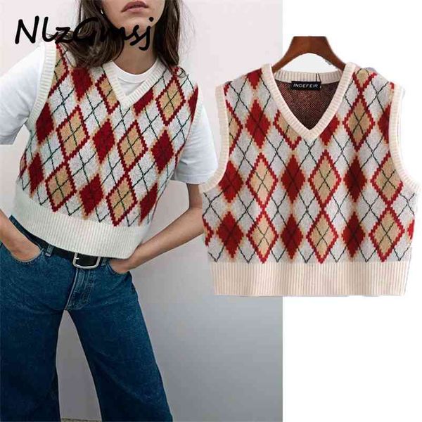 sweater women fashion argyle short elegant autumn casual pullover s female ladies 210628, White;black
sweater women fashion argyle short elegant autumn casual pullover s female ladies 210628, White;black