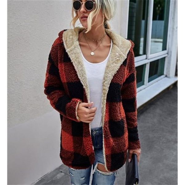 womens velvet blends outerwear fashion trend plaid long sleeve cardigan plush hooded coats designer female winter casual loose sweater coat, Black
womens velvet blends outerwear fashion trend plaid long sleeve cardigan plush hooded coats designer female winter casual loose sweater coat, Black