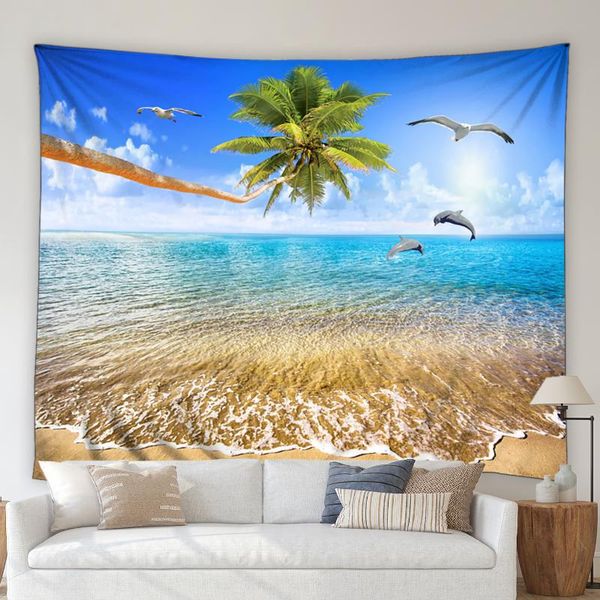 tapestries ocean beach scenery tapestry dolphin green palm tree plant seagull sailing natural landscape living room wall hanging blanket
tapestries ocean beach scenery tapestry dolphin green palm tree plant seagull sailing natural landscape living room wall hanging blanket