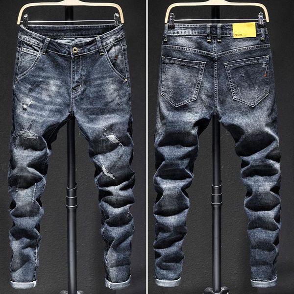 men's jeans homme men light blue slim fit elastic tight small foot hip hop streetwear
men's jeans homme men light blue slim fit elastic tight small foot hip hop streetwear