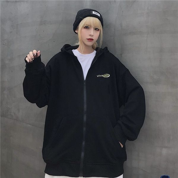 vintage sweater women's wear spring and autumn harajuku thin loose korean cec coat lazy bf, Black
vintage sweater women's wear spring and autumn harajuku thin loose korean cec coat lazy bf, Black